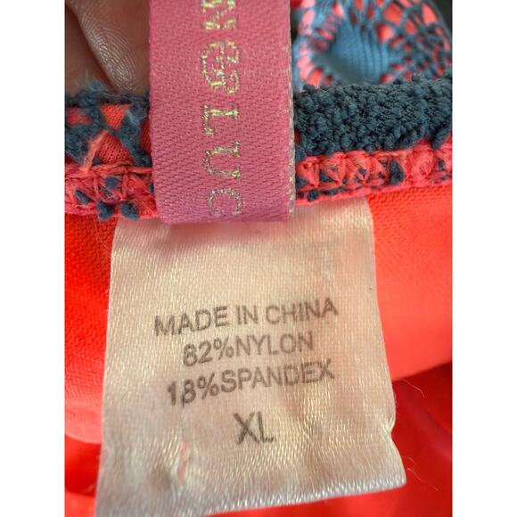 Frenchy Crochet Bikini Set-Triangle top and side tie bottoms (orange/gray) XL - Picture 6 of 7